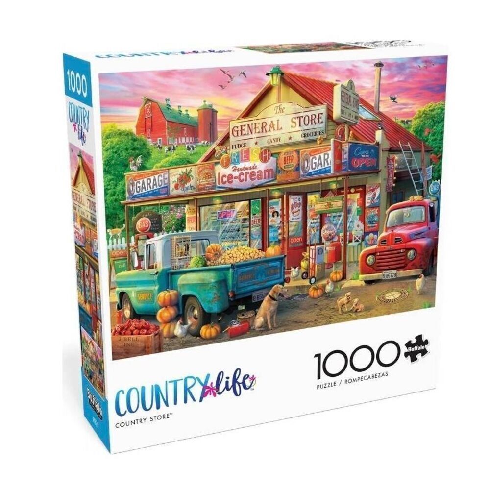 Buffalo Games Country Life Country Store 1000 pc Jigsaw Puzzle USED, Box Damaged